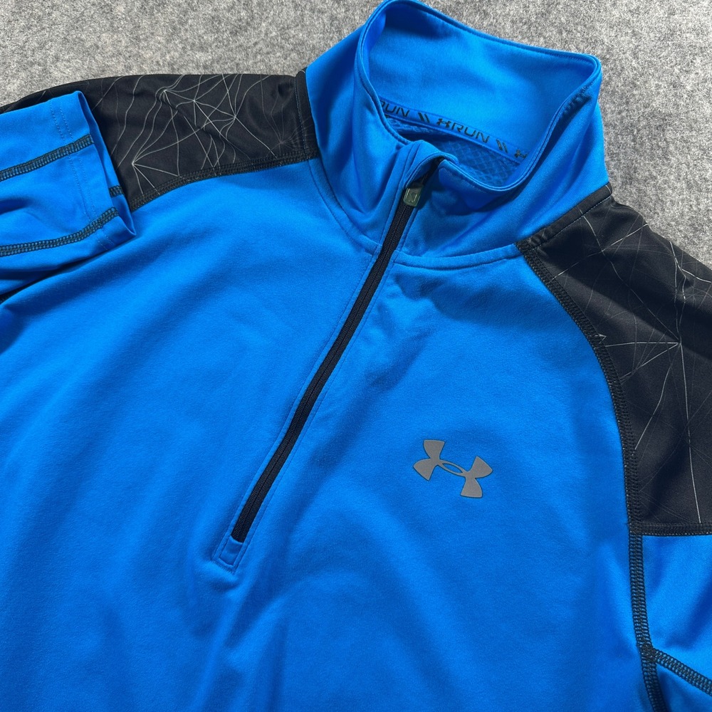 Under Armour 1/4 Zip Pullover Mens Large Blue ColdGear Fitted Thumbhole‎ Running